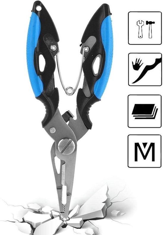 Multitool voor vissen - vistang met krimper, schaar en vislijnsnijhaak — afbeelding 2