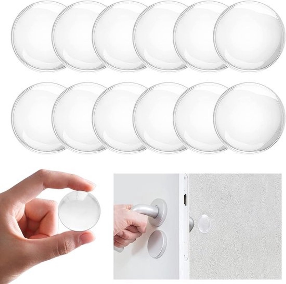 deurstopper - 40 x 8 mm - 12 stuks - zelfklevend - discreet