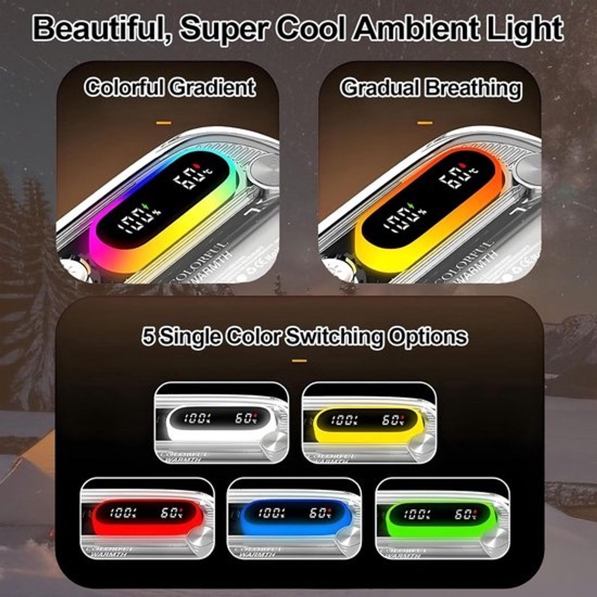 Elektrische Handwarmers Oplaadbaar - Set van 2 - 4 Warmtestanden - 6000 mAh - Magnetisch - Perfect voor Buiten & Camping — cadeau in Sport & Outdoor - foto 2