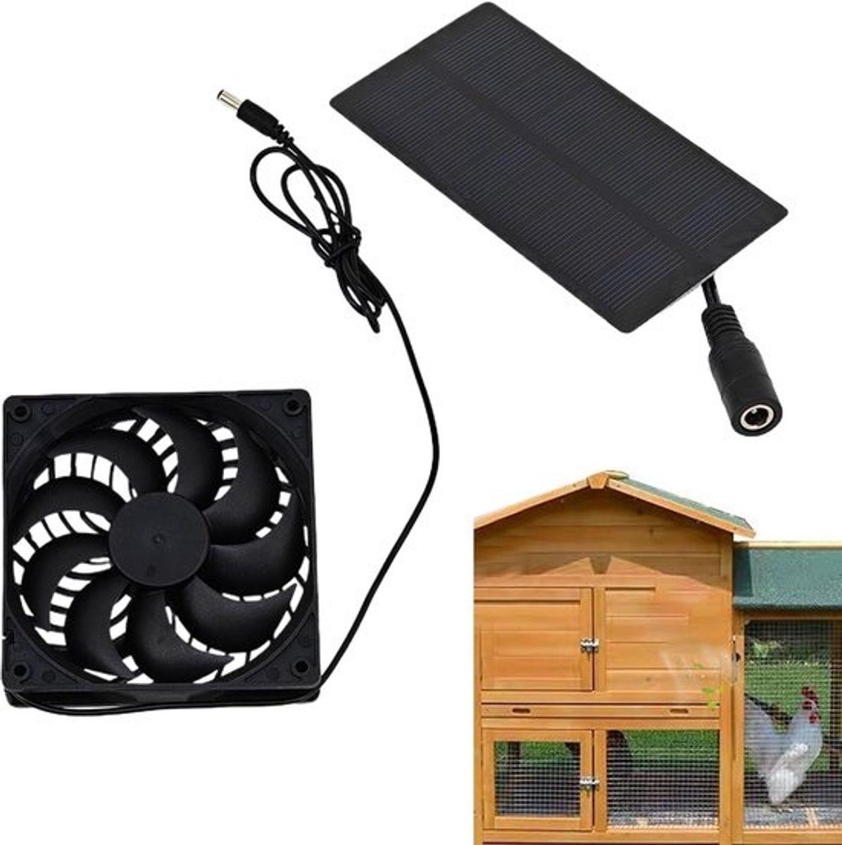 Zonne Ventilator - Luchtcirculator - Buitenkoeling - Energiezuinig - 0.8W - Zwart