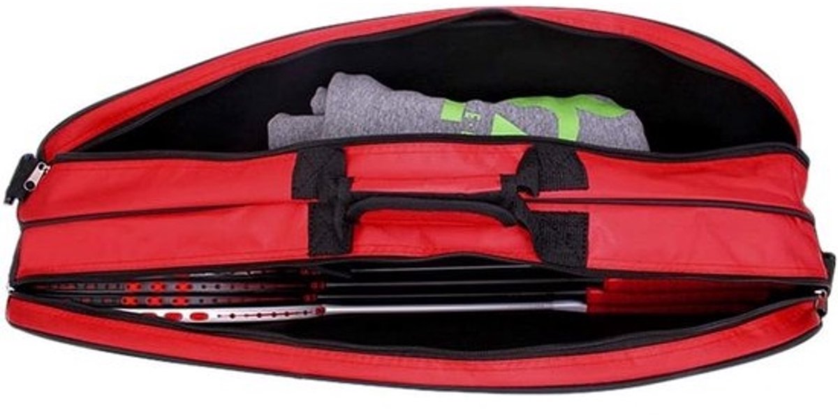 Extra grote waterdichte badmintontas met schoenenvak - 6 rackets - sportkleding en handdoek