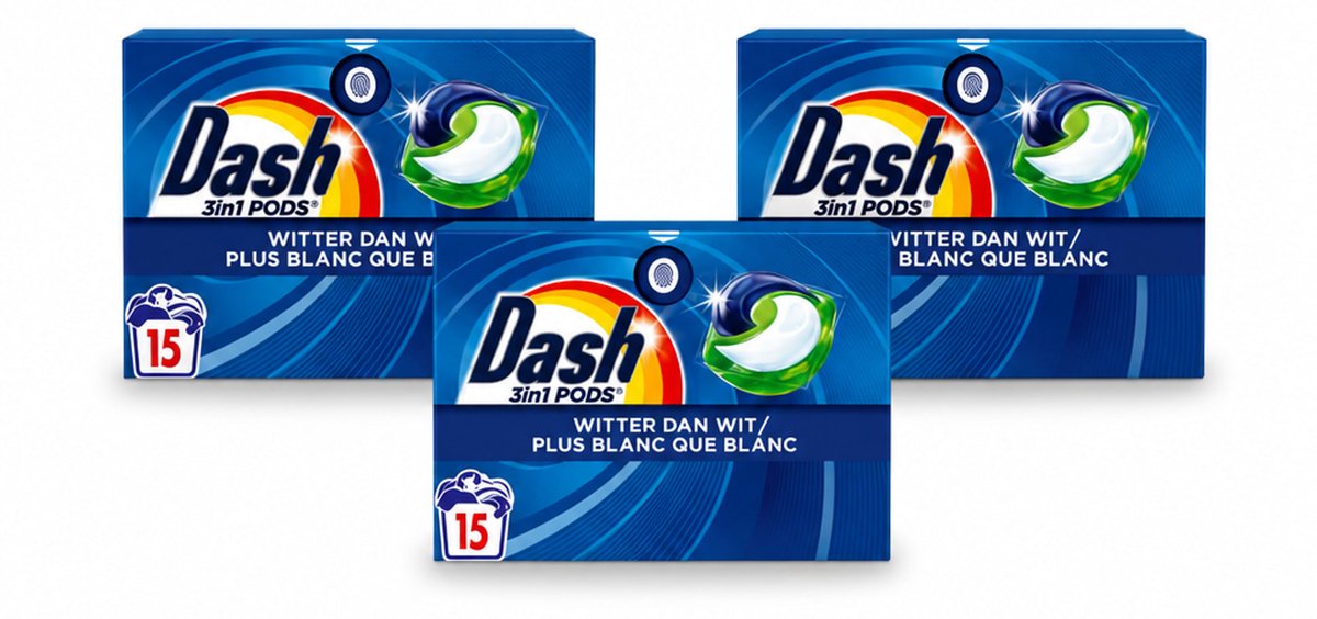 3 x Dash – Wasmiddelcapsules – 3in1 Pods Original – 15 capsules - Bulkverpakking - 3 stuks