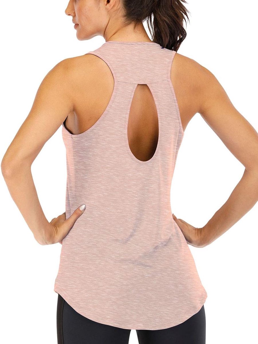 Yoga Top Dames Wijd, Sport Tanktop Rugloos Mouwloos, Spierhemd Sleutelgat Open Rug Fitness