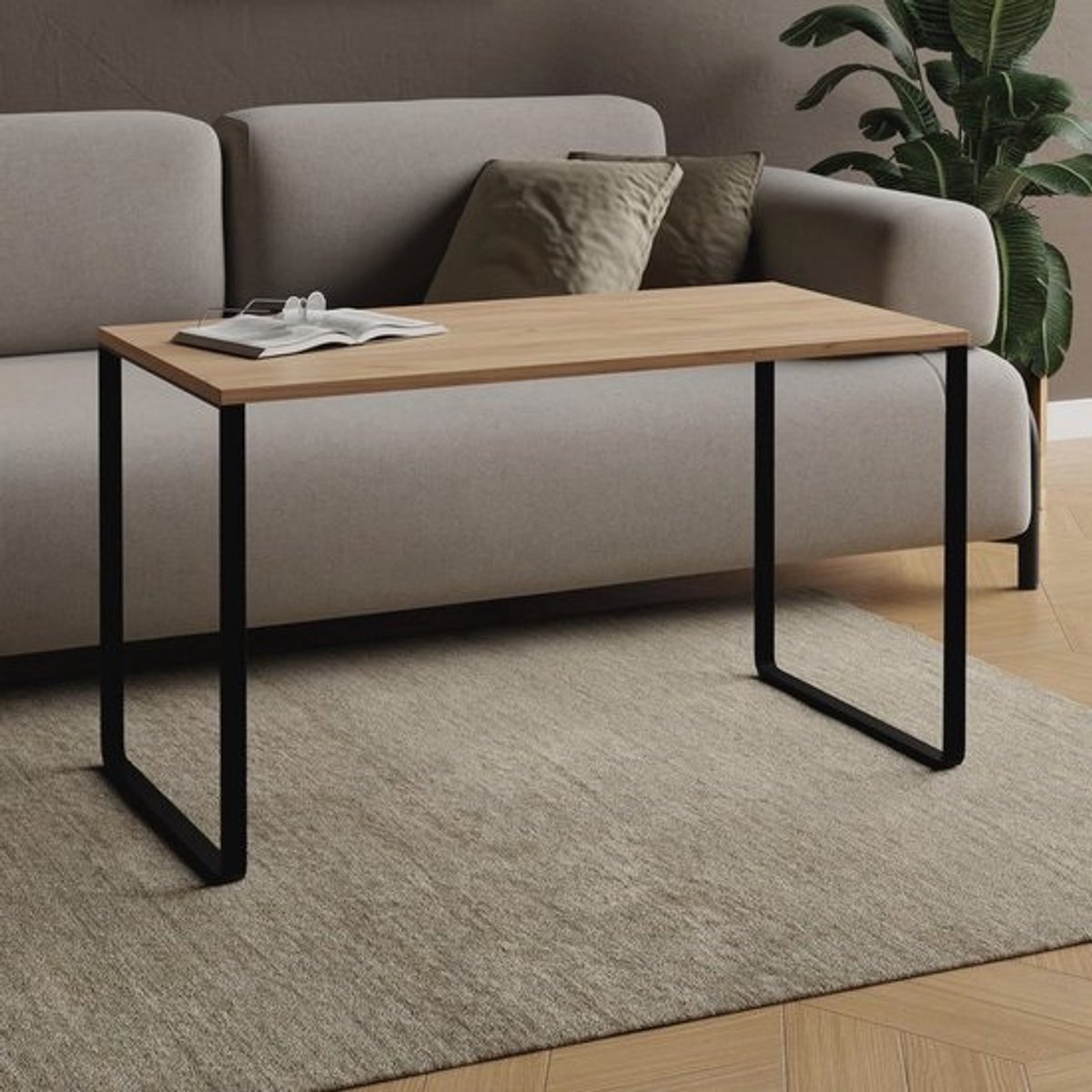 Industriële Salontafel Rectangular Laminaatblad Met Metalen Frame 60x50cm