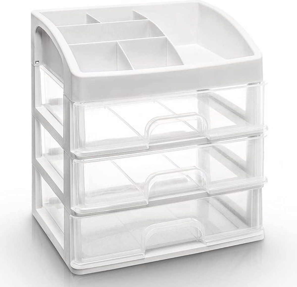 3-laden cosmetica-organizer voor badkamer en slaapkameropberging - lippenstift, sieraden, nagellak, naaigaren, kantoorbenodigdheden, kleine onderdelen nagellak opbergen