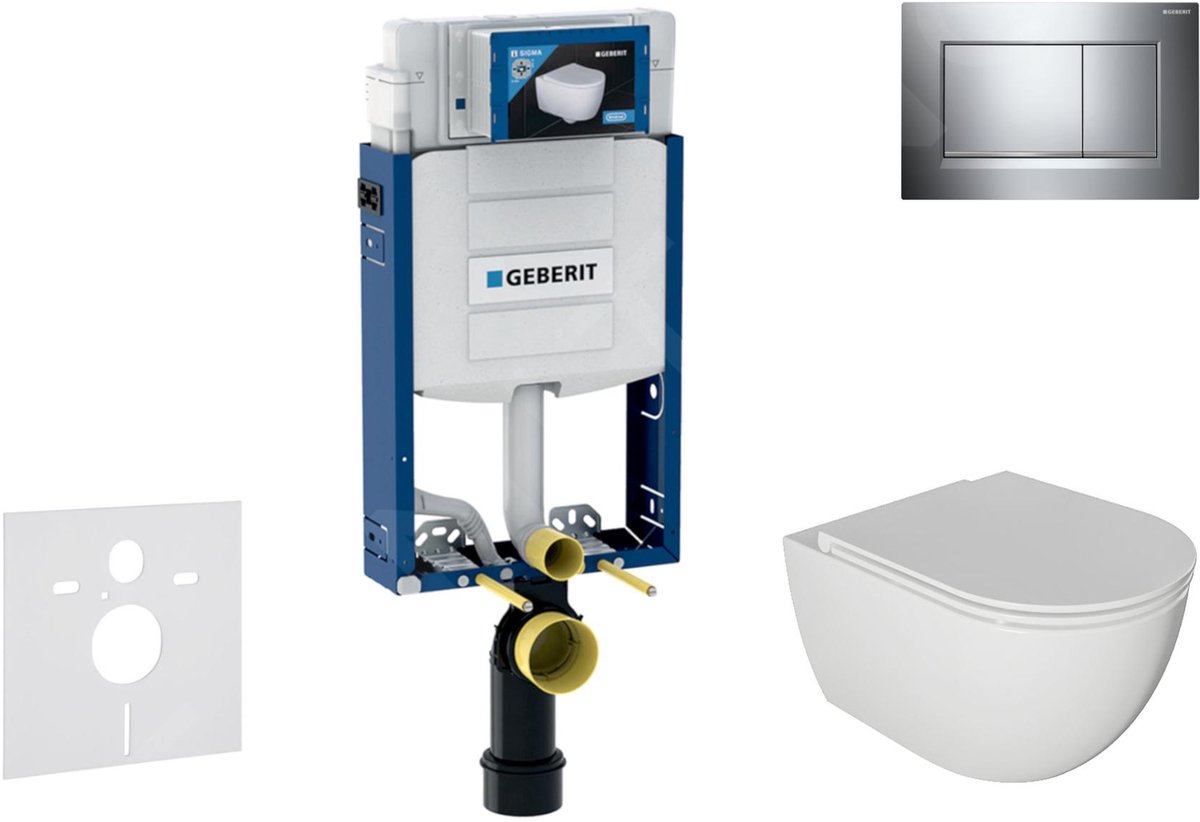 Voorwand montageset, Oudee toilet en softclose zitting, Sigma30 bedieningsplaat, chroom