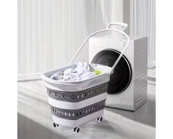 Wasmand met Wielen – Opvouwbare Wasmand met Grote Capaciteit – Ruimtebesparend en Verrijdbaar – Compacte Wasmand voor Badkamer en Wasruimte