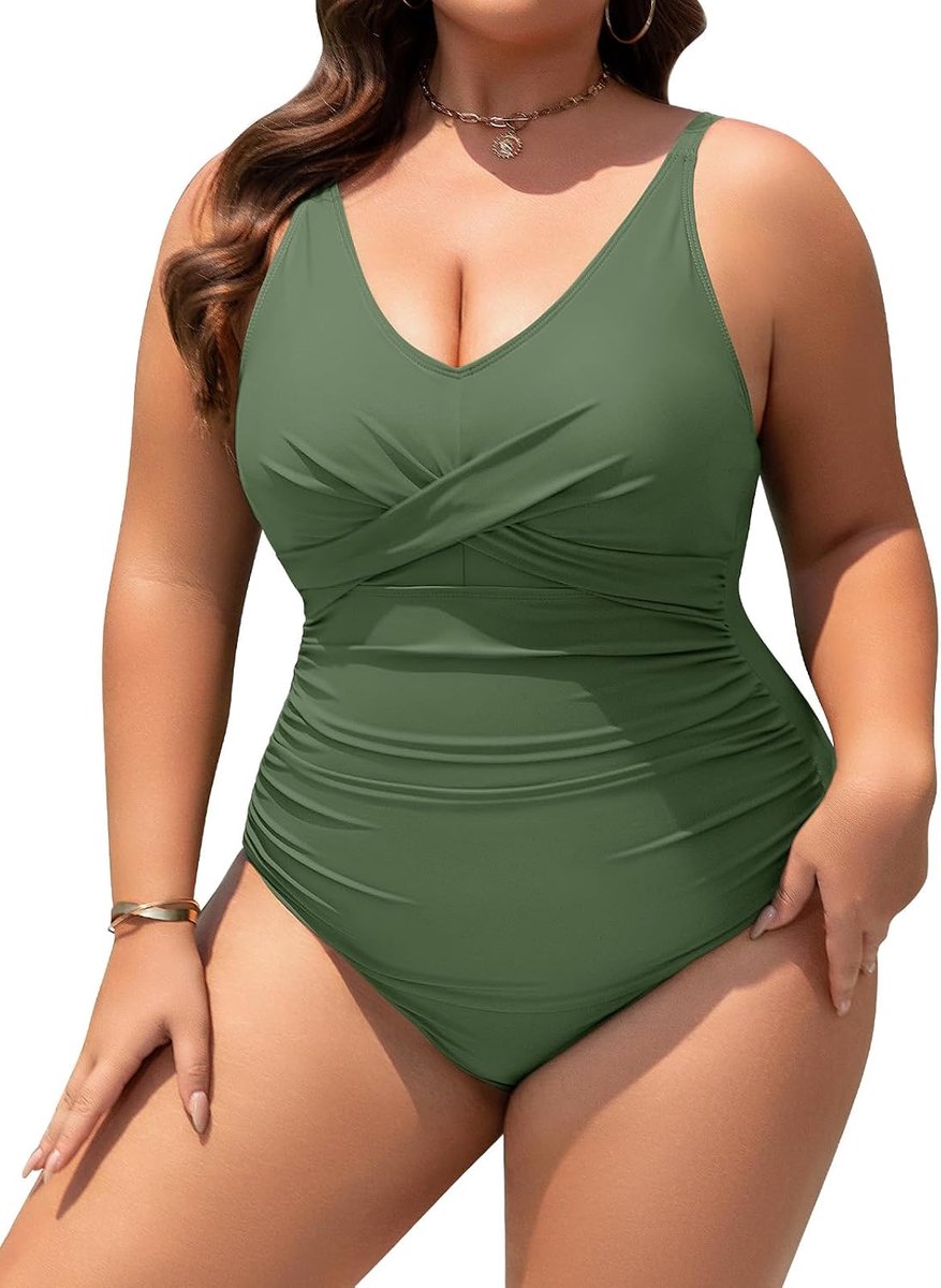 Badpak voor dames, grote maat, buikweg, eendelig, badpak, sexy, V-hals, push-up, grote borstomvang, badmode, zwembad, strand, zwempak, L-4XL
