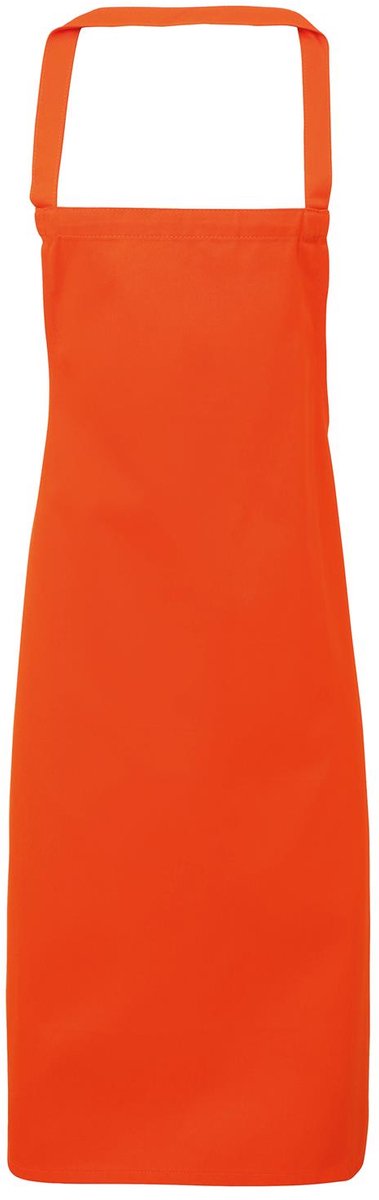 Schort, voorgekrompen absorberende katoenentwill, halterschort | Organische katoen | Banden van dezelfde stof | Lengte vanaf de taille 62 cm Kleur Orange
