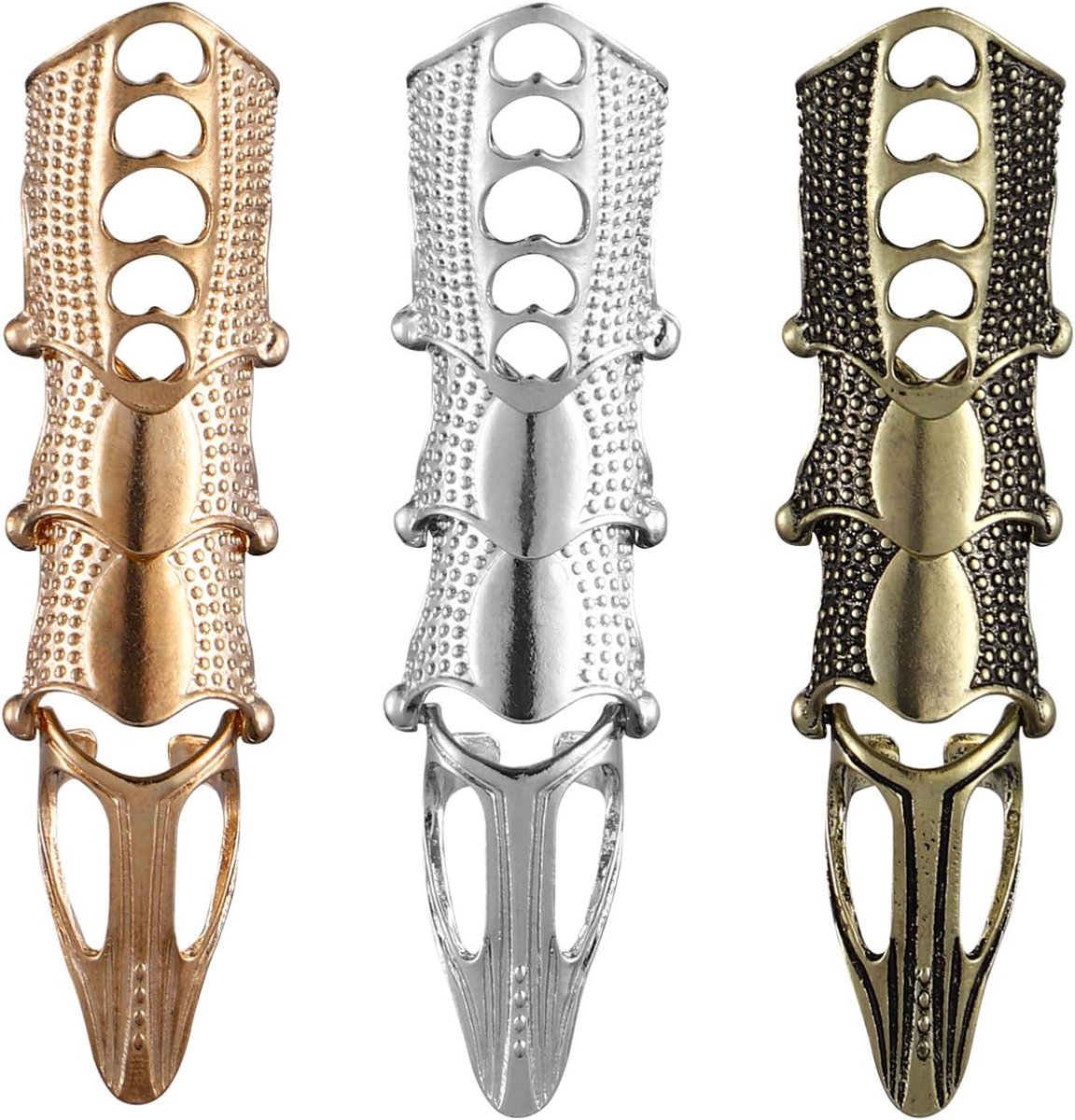 Enkelgewricht volledige vinger Gothic scharnier ringen punk ring verstelbare activiteitsringen cosplay kostuum accessoires 3 stuks (willekeurige kleur)