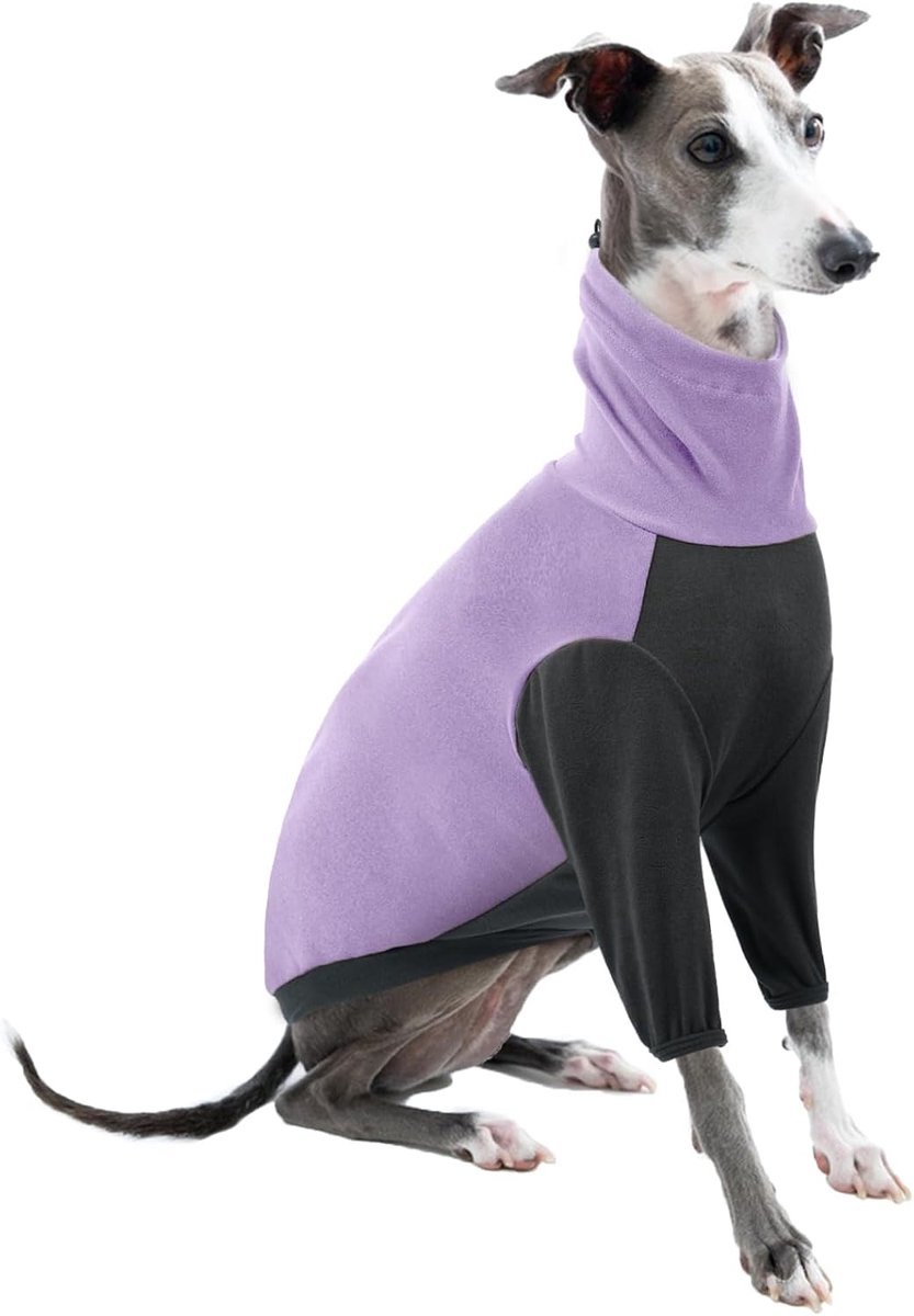 Pyjama voor grote honden, windhond fleece jas winter Galgo hondentrui houdt windhonden warm bij koud weer (paars, L)