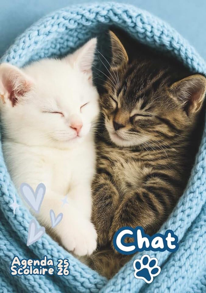 Scolaire 2025 2026 Chat: Thème Animaux, Chatons. Intérieur En Couleur avec Illustrations et des Faits Incroyables. Pour les élèves de Primaire ... 3ème) et lycée. Format standard 12 x 17 cm