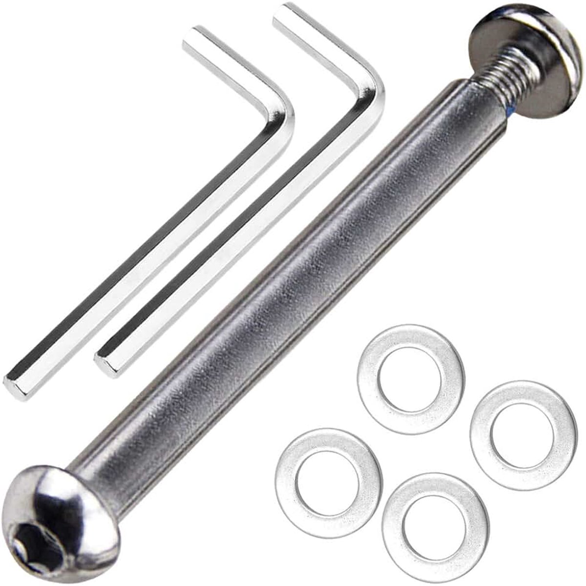 Voor- en achterasbout M8 8 mm x 28 mm - 86 mm van 8,8 koolstofstaal voor freestyle-scooter, jongeren/volwassenen, capaciteit 800 kg