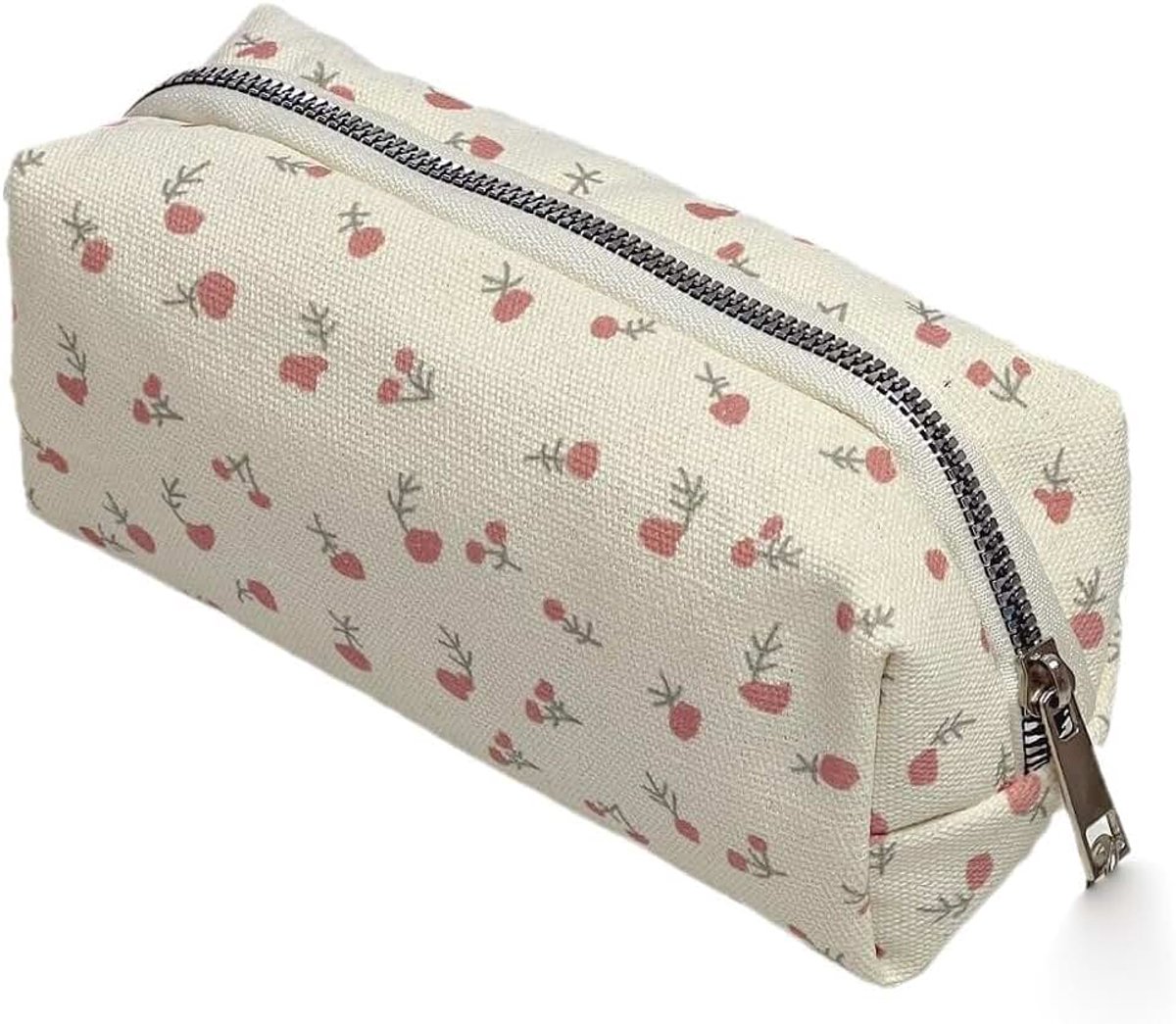 Set van 2 pennenorganizers, 100 zelfklevende notities in macaron-kleur, schattige bloem, schrijfwarentas, etikettenorganizer, etui met ritssluiting, mini-make-uptas voor meisjes, blauw, rood,