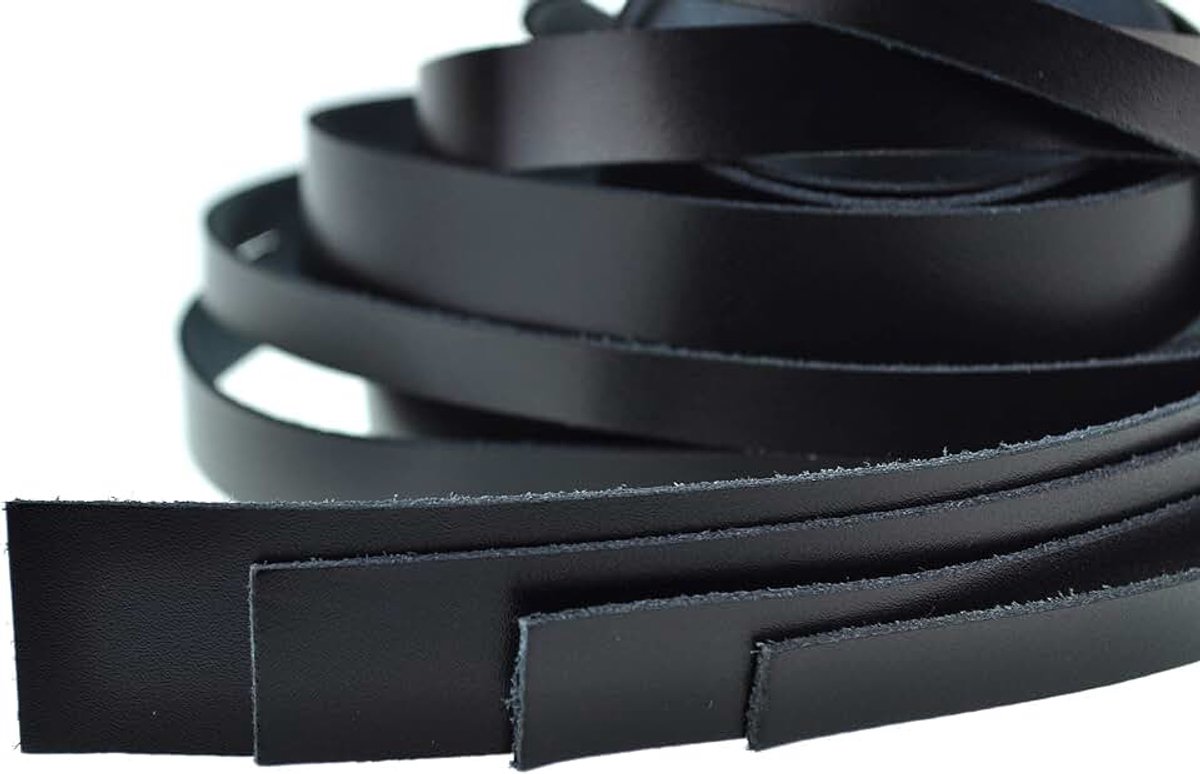 Esnado Zachte leren band, plat, 1 meter, breedte: naar keuze, echt leer, plantaardig gelooid, voor het maken van armbanden, sieraden
