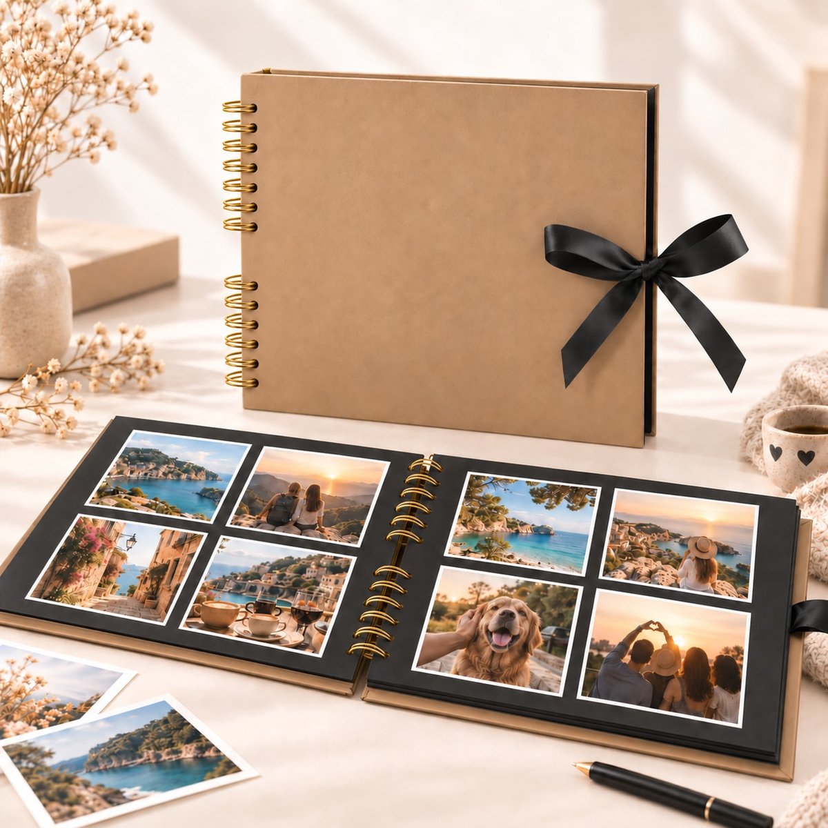 YYchan Fotoalbum Plakalbum 80 Pagina's - DIY Scrapbook Album / Plakboek - 40 Vellen Fotoboek voor Creatieve Herinneringen - Baby Album & Gastenboek Bruiloft - Voor Reizen, Verjaardag, Vakantie en Familie-Bruin
