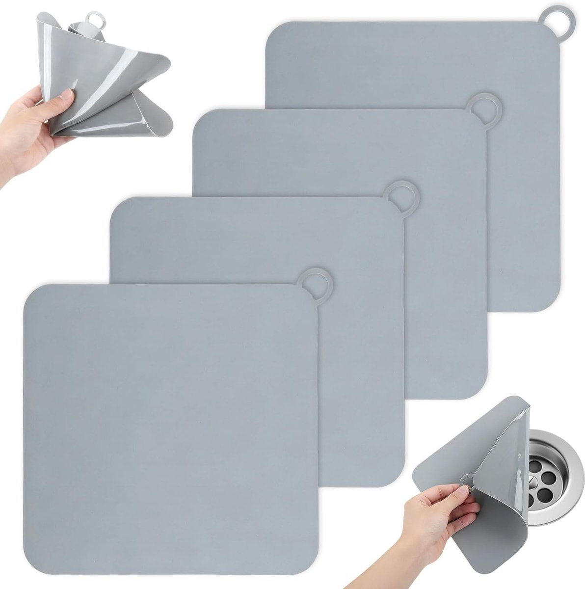 Badkuip cover - Transparant - 20 x 20 cm - Siliconen Geurstopper voor Standaard Vierkante Afvoer - Voor Badkamer en Keuken