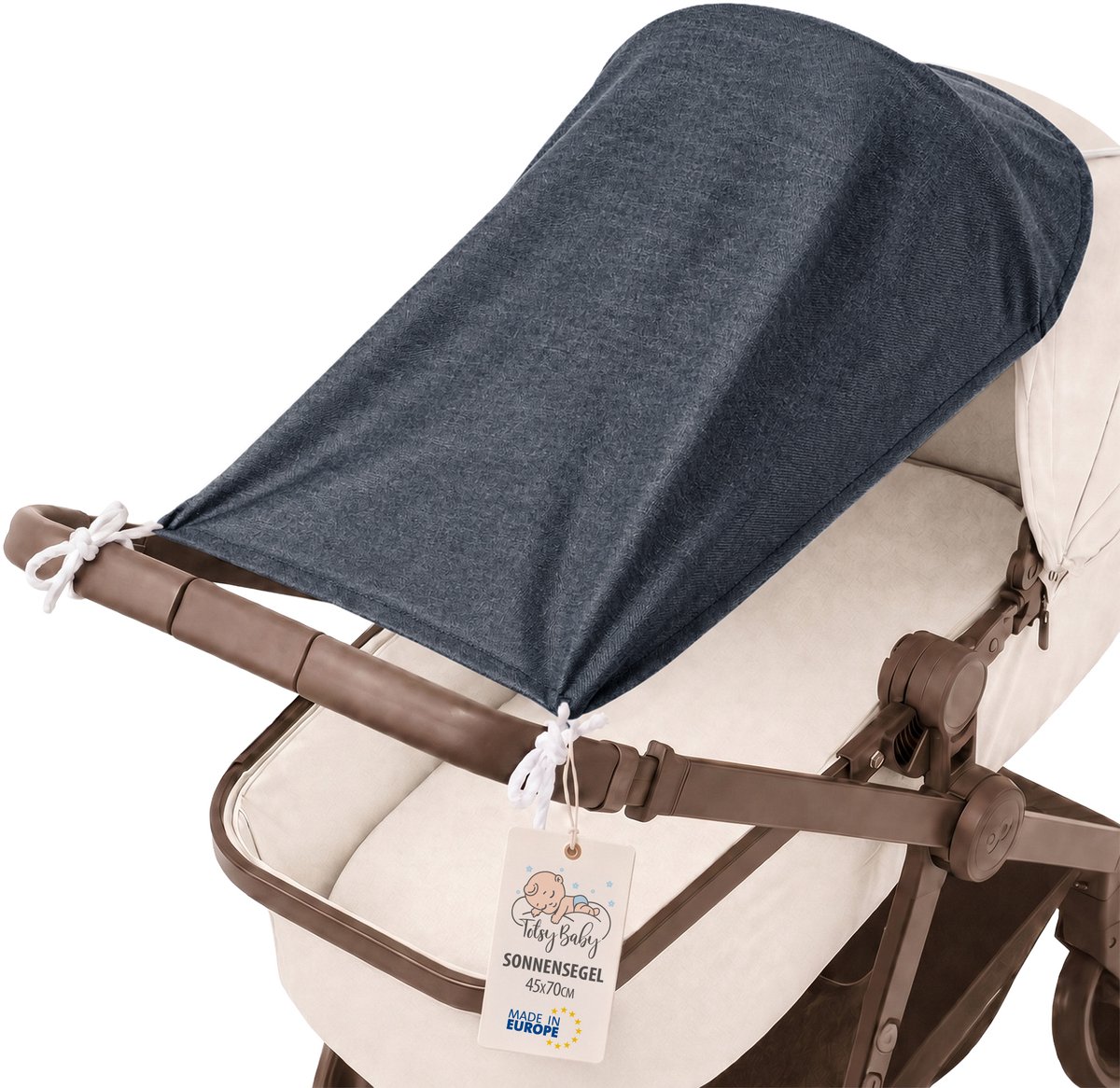 Zonbescherming Kinderwagen 70 x 45 cm UV Zonwering Baby Schaduwdoek voor Buggy Sportwagen Wandelwagen tegen Zon Wind en Regen Opvouwbaar Jeansblauw