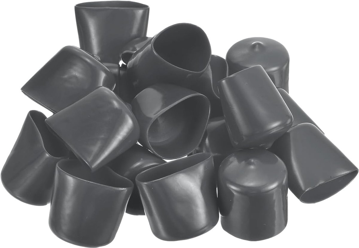 50 stuks rubberen eindkappen 27 mm binnendiameter voor ronde buizen, schroefdraadbescherming, donkergrijs