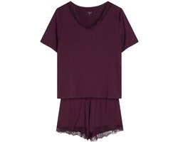 Esotiq Canti - Damespyjamaset - Korte mouwen - Plumkleurig - Maat XL
