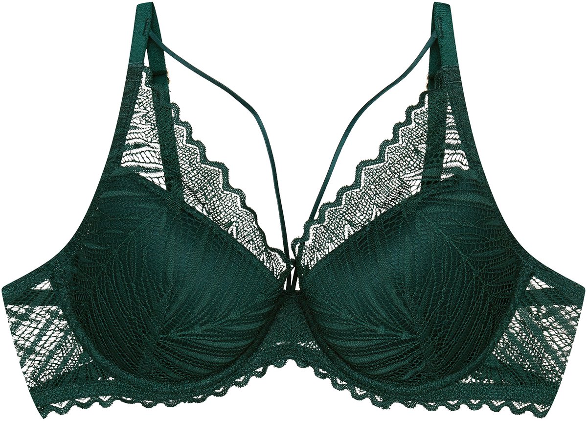 ESOTIQ Onika - Push-up beha - Donkergroen - Kant - Beugel