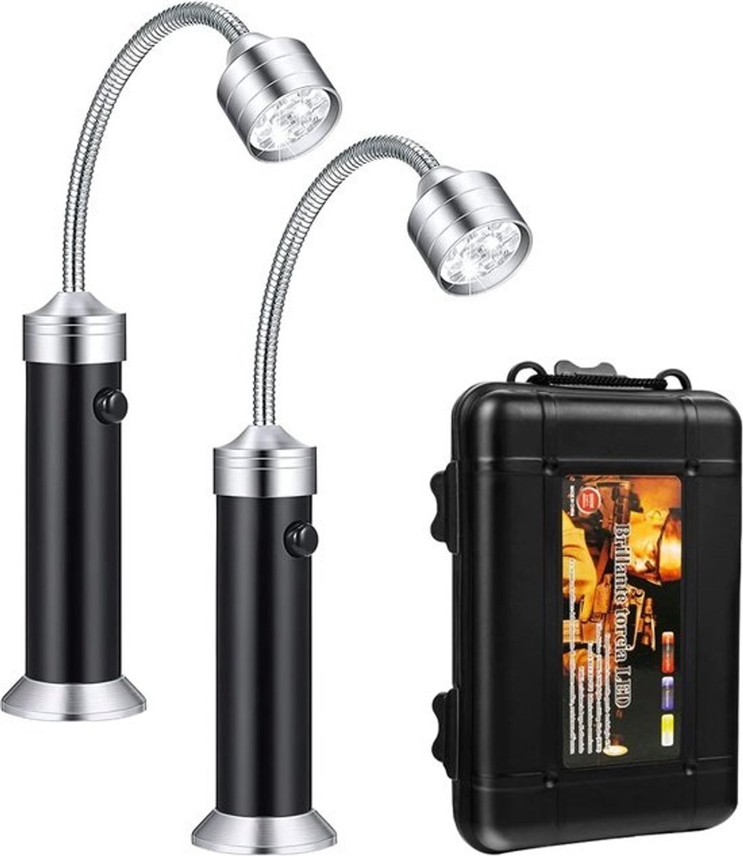 Ledgrilllichtset - Magnetische bevestiging, flexibel en draaibaar - voor buiten grillen, kamperen en feesten - 2 stuks - op batterijen