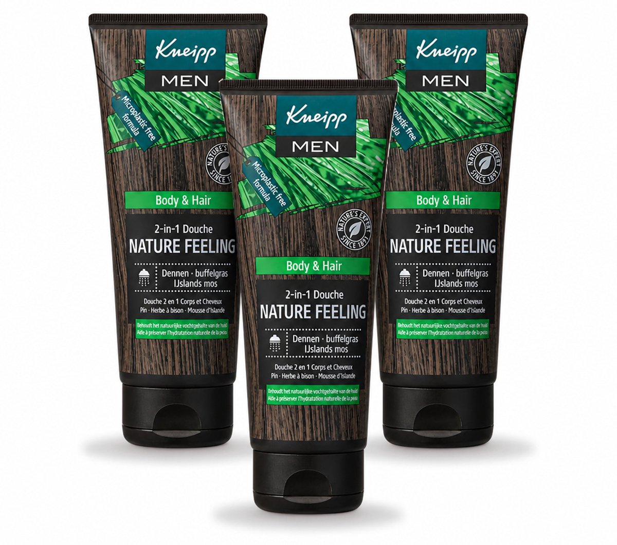 3 x Kneipp - Douchegel - Men - Nature Feeling - 2-in-1 - 200 ml - Voordeelverpakking - 3 stuks