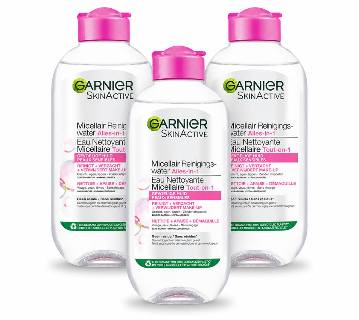 3 x Garnier - SkinActive - Micellair Water - Gevoelige Huid - Gezichtsreiniger - 200 ml - Bulkverpakking - 3 stuks
