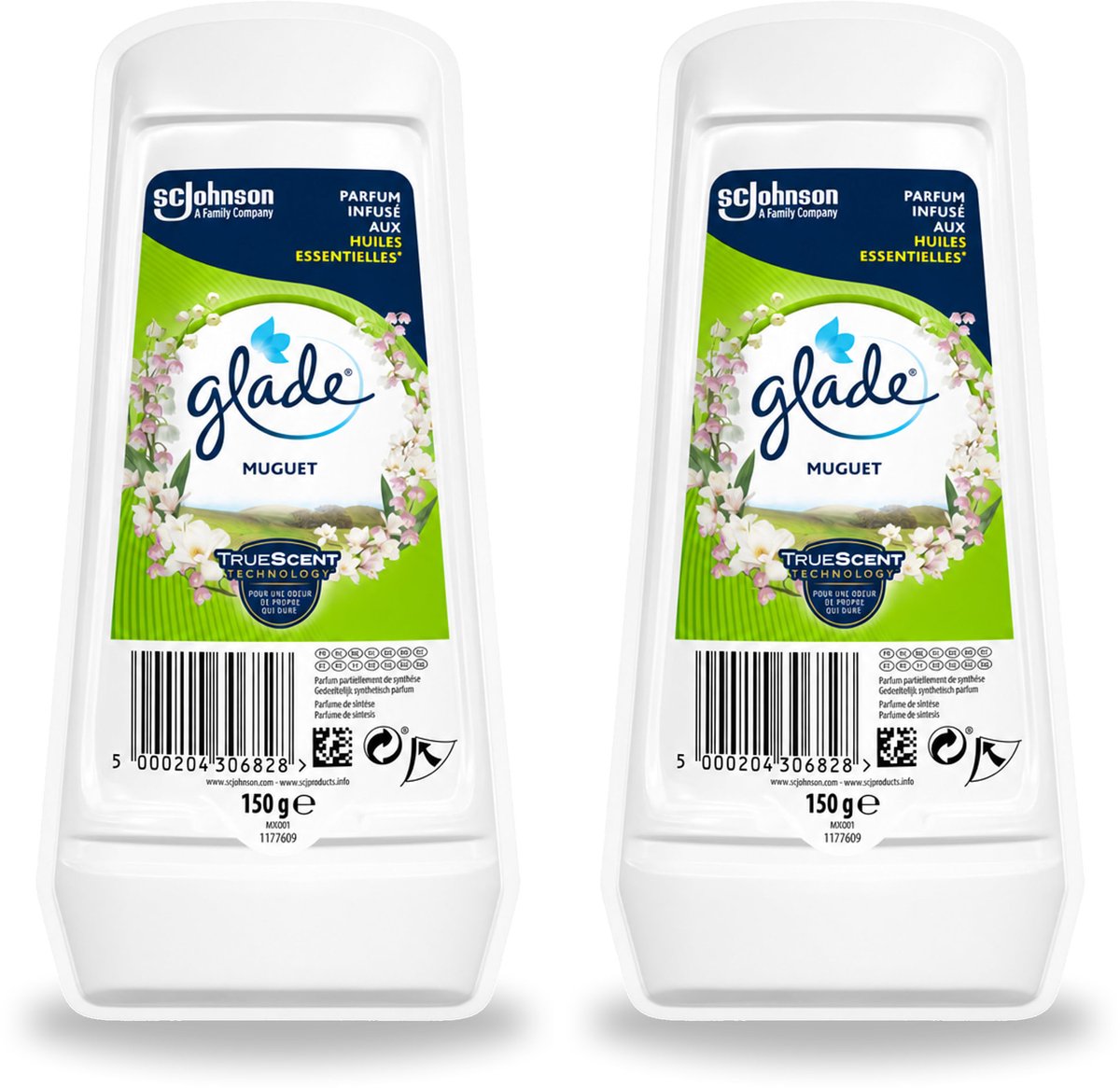 2 x Glade – Luchtverfrisser Gel – Muguet – 150 g - Voordeelverpakking - 2 stuks