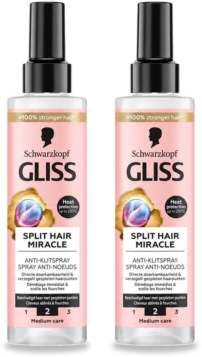 2 x Gliss - Split End Anti-Klit Spray - Tegen Gespleten Haarpunten - 200 ml - Voordeelverpakking - 2 stuks