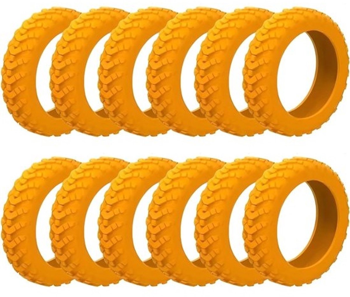 Rubberen wielbescherming voor bagage, geluidsdempend en antislip, set van 24 stuks, geschikt voor 2-2,6 inch wielen, oranje, beschermhoes voor koffers en trolleys