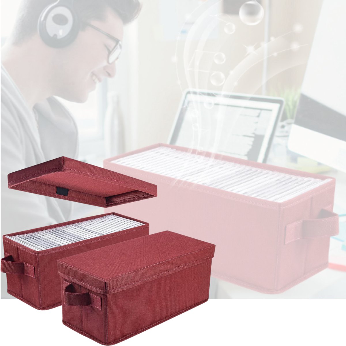 DailySupplies® CD Koffer - LP Opbergdoos - Platen Opbergkoffer - Rood