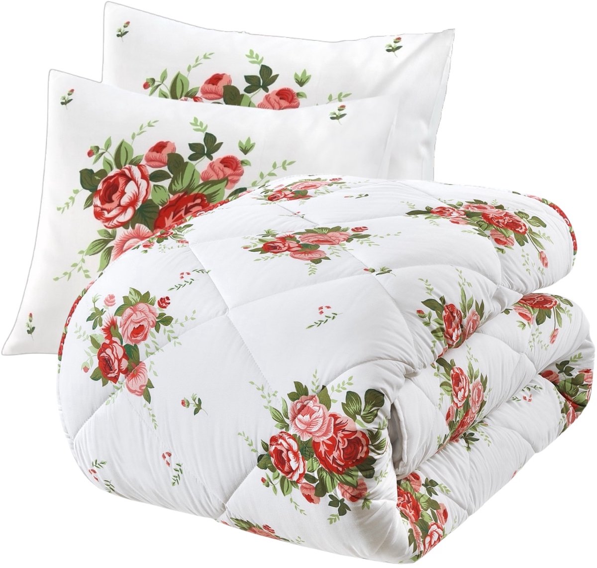 Bed Care - Lazy Dekbed- Dekbed Zonder Overtrek - Romantic - 240x220 - Wit - Inclusief Kussenslopen 60x70 cm