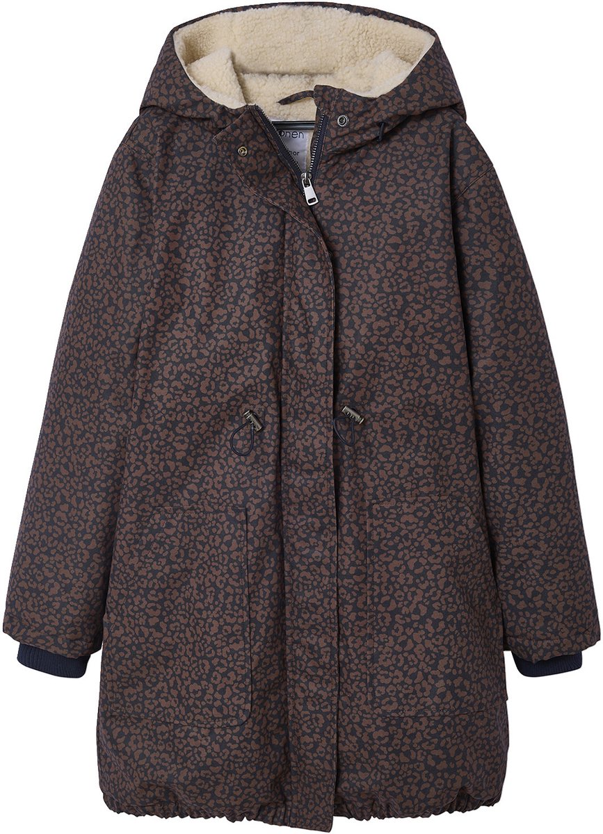 Jonen Parka met luipaardprint voor meisjes met sherpavoering JONEN