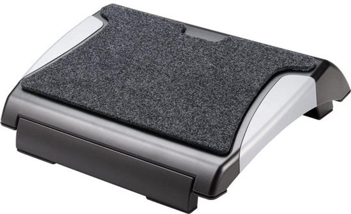 Voetsteun met Tapijt - Zwart-zilver, Ergonomische Q-Connect KF20075 Foot rest