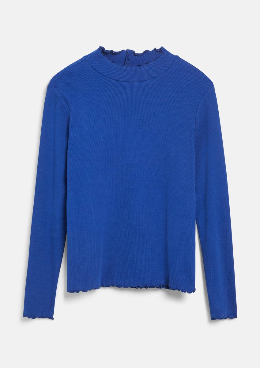 s.Oliver - female - Zacht geribbeld shirt in slim fit met opstaande kraag