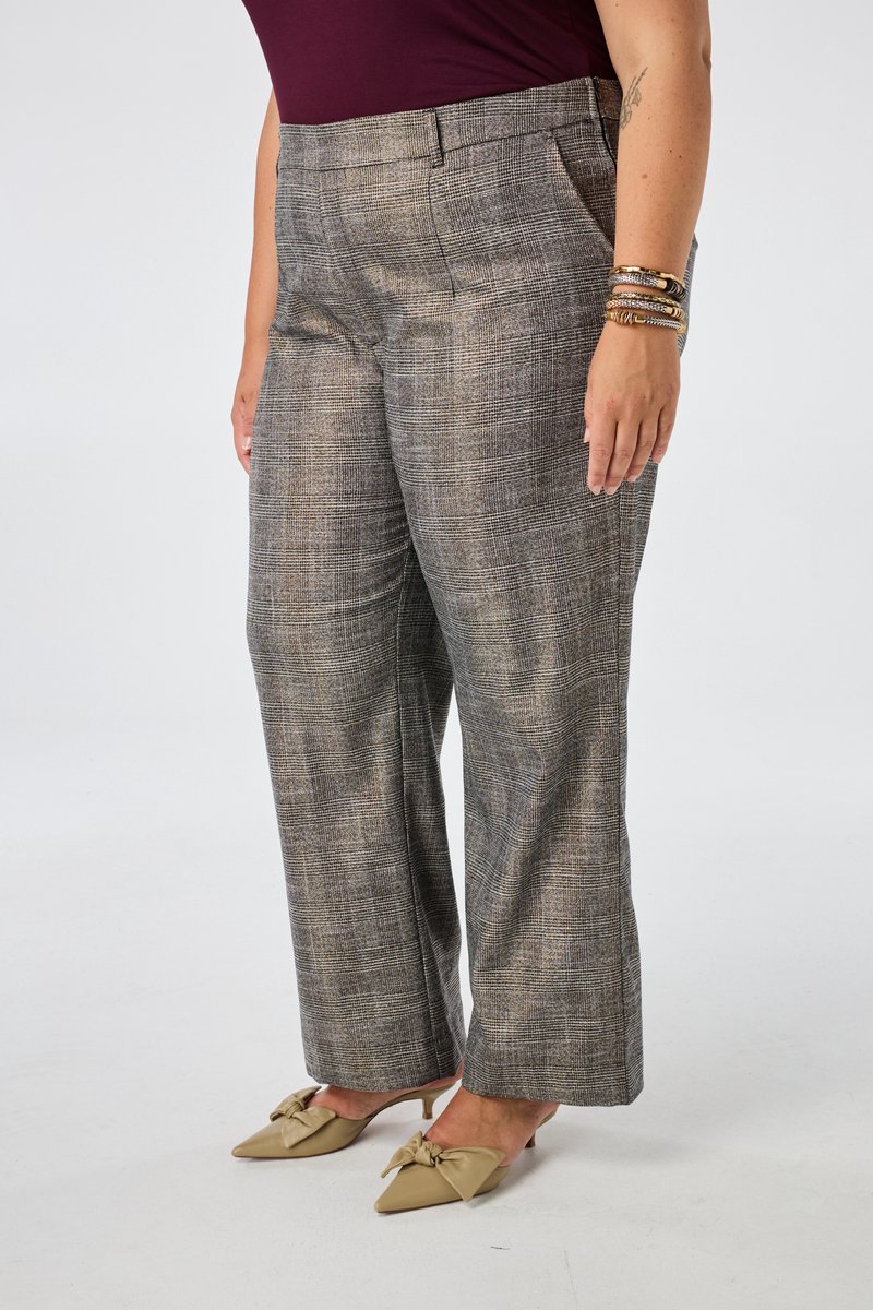 MS Mode Broek Geruite wide leg broek