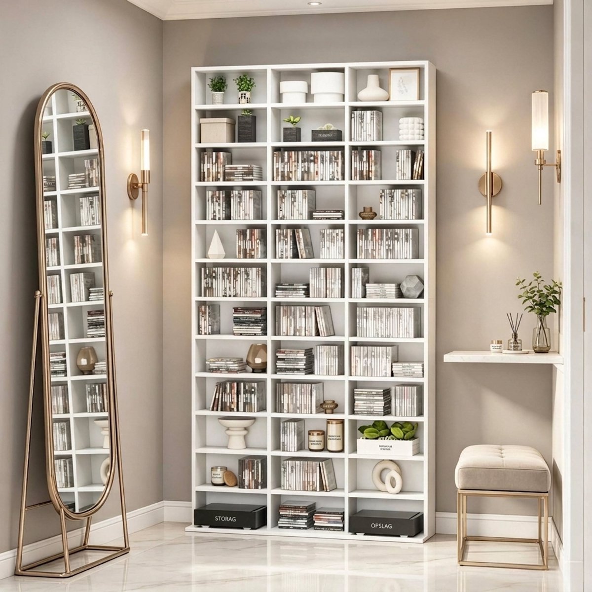 ROLIPO- Kast - Boekenkast - Met 12 Lagen - Staand Open Kast met Deuren - Voor Woonkamer en Kantoor