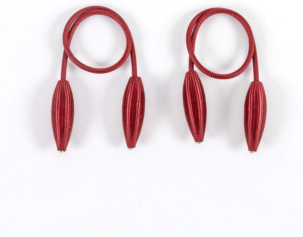 Creatieve gordijnhouders met clips voor gordijnhouders, 2 stuks, koord, achterwaartse gordijnhouders, gespen, gordijnhouders voor huisdecoratie, rood