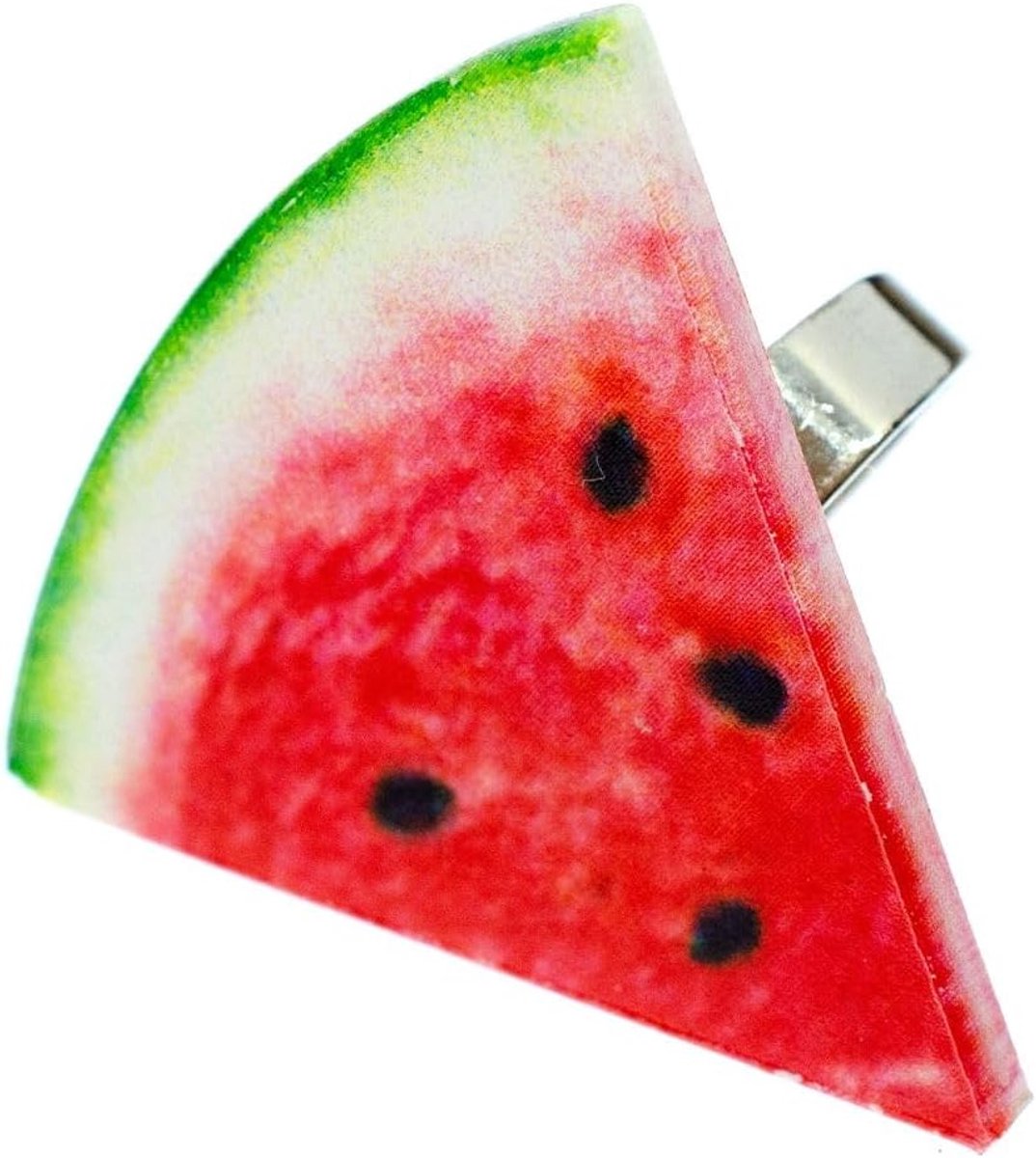 Watermeloenring, vingerring, zomer, meloen, fruit, meloenstuk, handgemaakt modesieraad, vingerring met motief, verstelbaar, één maat, 35 mm, Kunststof