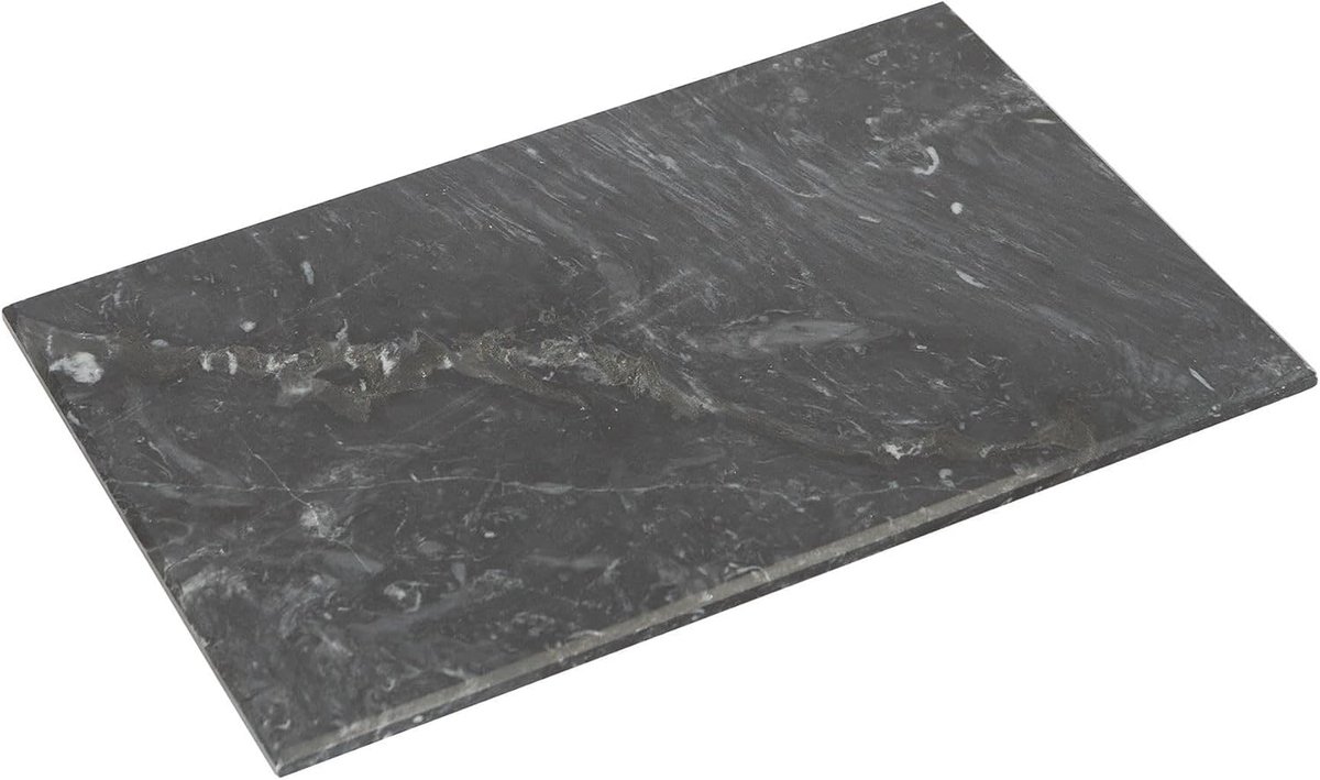 1x Zwart 30cm x 20cm Rechthoek Marmeren Snijplank - Antislip Keuken Kaas Brood Vlees Snijden Serveren Counter Top Protector - door Argon Tableware