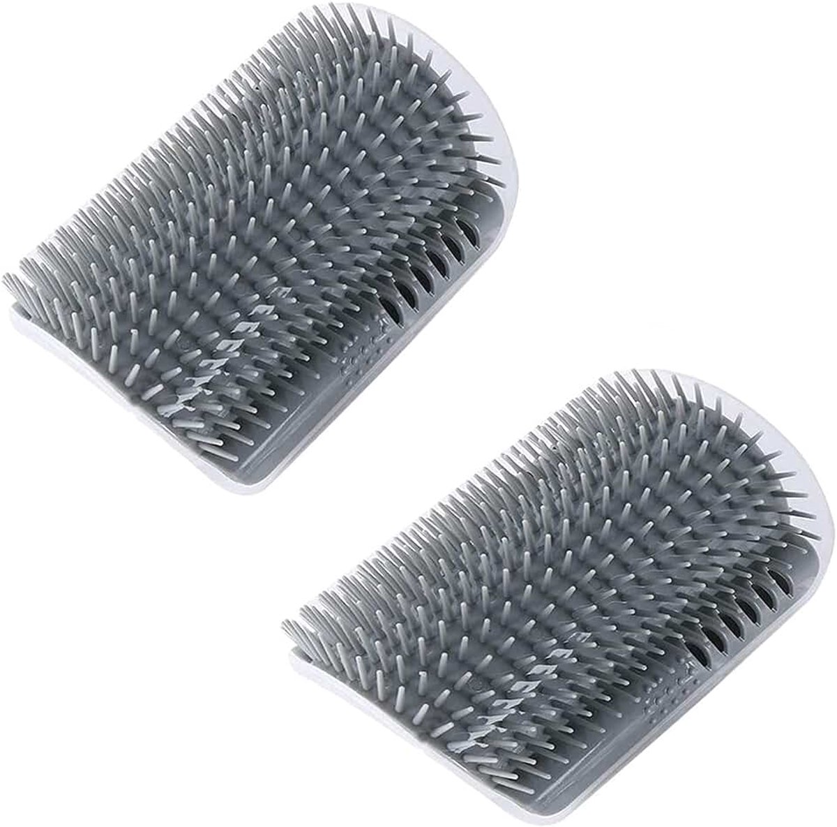 2 stuks, zelf-groomer, wandhoek-borsteltje, kattenborstel, kattenborstel, wandhoek met pakketten, kattenkruid en schroeven voor jeukmassage (grijs)