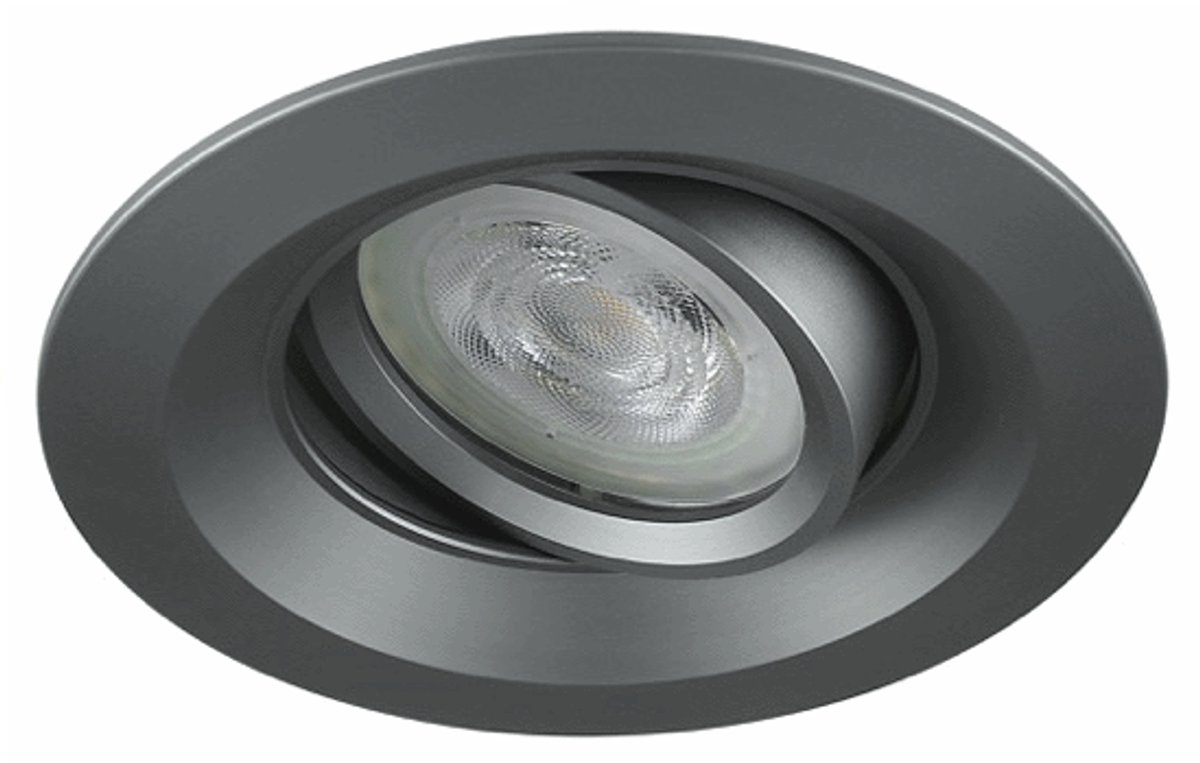 Ondiepe inbouwspot Hektor rond grijs - 4000K - dimbaar - zaagmaat 75mm
