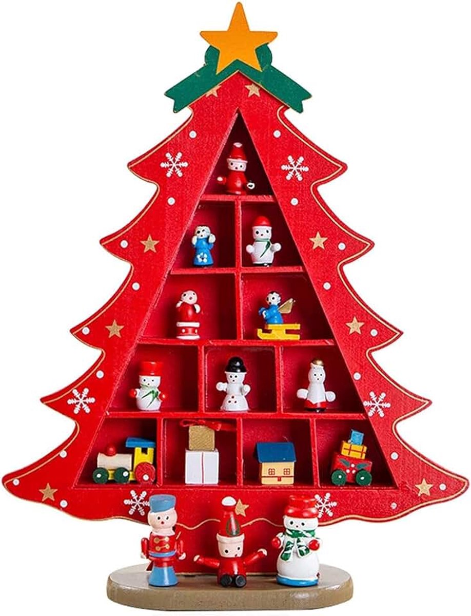 Kerstboom Kunstkerstboom Christmas Decorations Indoor Mini Houten Xmas Tree Desktop Ornamenten Kleine Kerstboom for Home Winkel Mall Window Decor (Color : Red L)