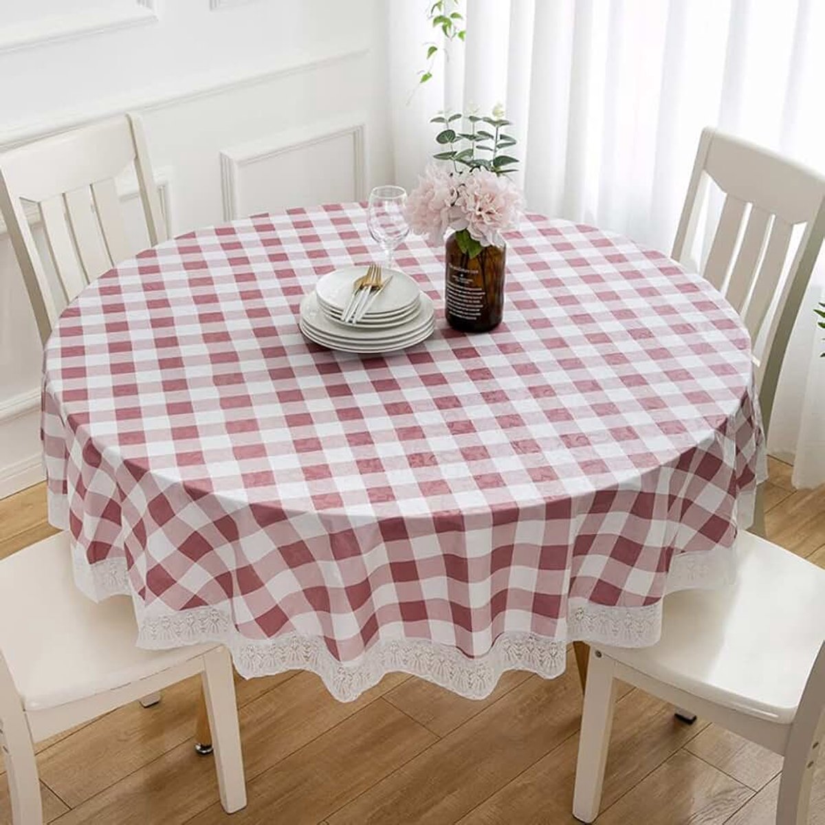 Tafelkleed waterdicht en oliebestendig rond tafelkleed bedrukt thuis eettafel cover voor bruiloft party decoratie (10, diameter 60cm)