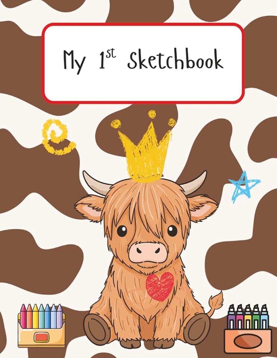 Cow 1st Sketchbook for kids: Creative design of a Hyland Cow on large matte cover of sketchbook/This easy to draw sketchbook has 110 blank ... teens, & students who love drawing & doodl