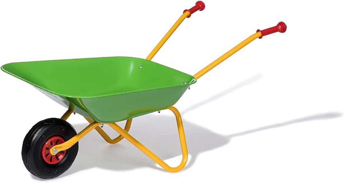 Toys kinderkruiwagen (geel/groen, tuinkruiwagen, metalen kruiwagen, kinderspeelgoed,5 jaar, draagvermogen 25 kg, kindertuingereedschap) 271900