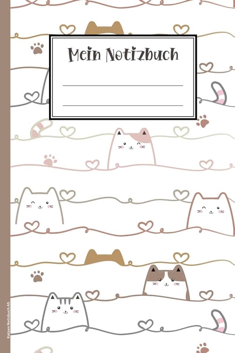 Notizbuch A5: Katzenmotiv auf Buch für Notizen niedliche Katzen Geschenke für Kinder Geburtstag liniertes A5 Notizheft Katze Comic Style für Schule Schreibheft mit Kätzchen für Mädchen