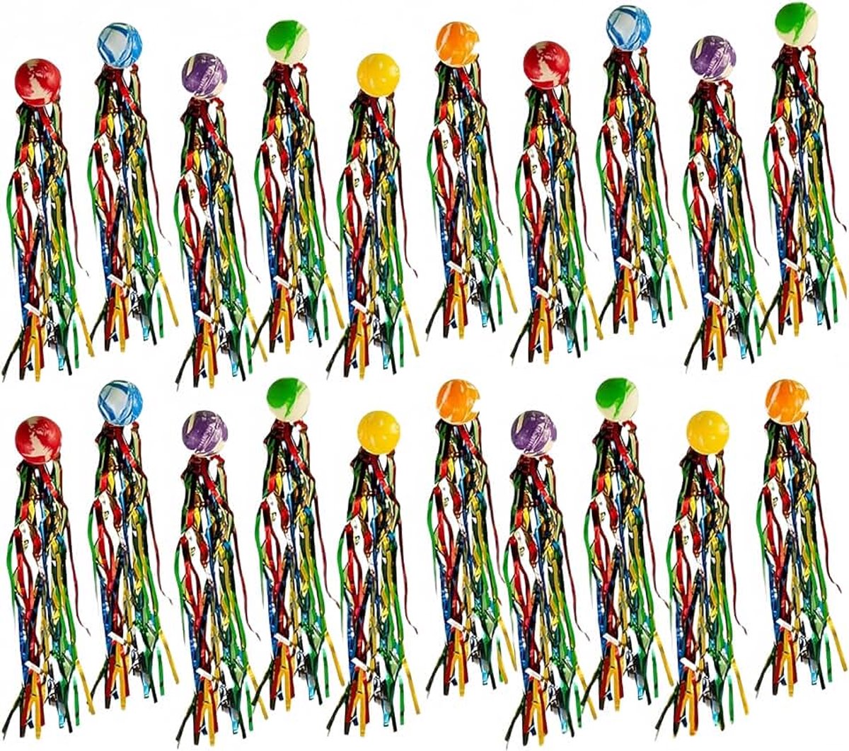 Springballen voor kinderen, 20 stuks, springbal met gekleurde banden, springballen, rubberen bal, speelgoed, elastische ballen voor kinderverjaardagen, buiten, speelgoed
