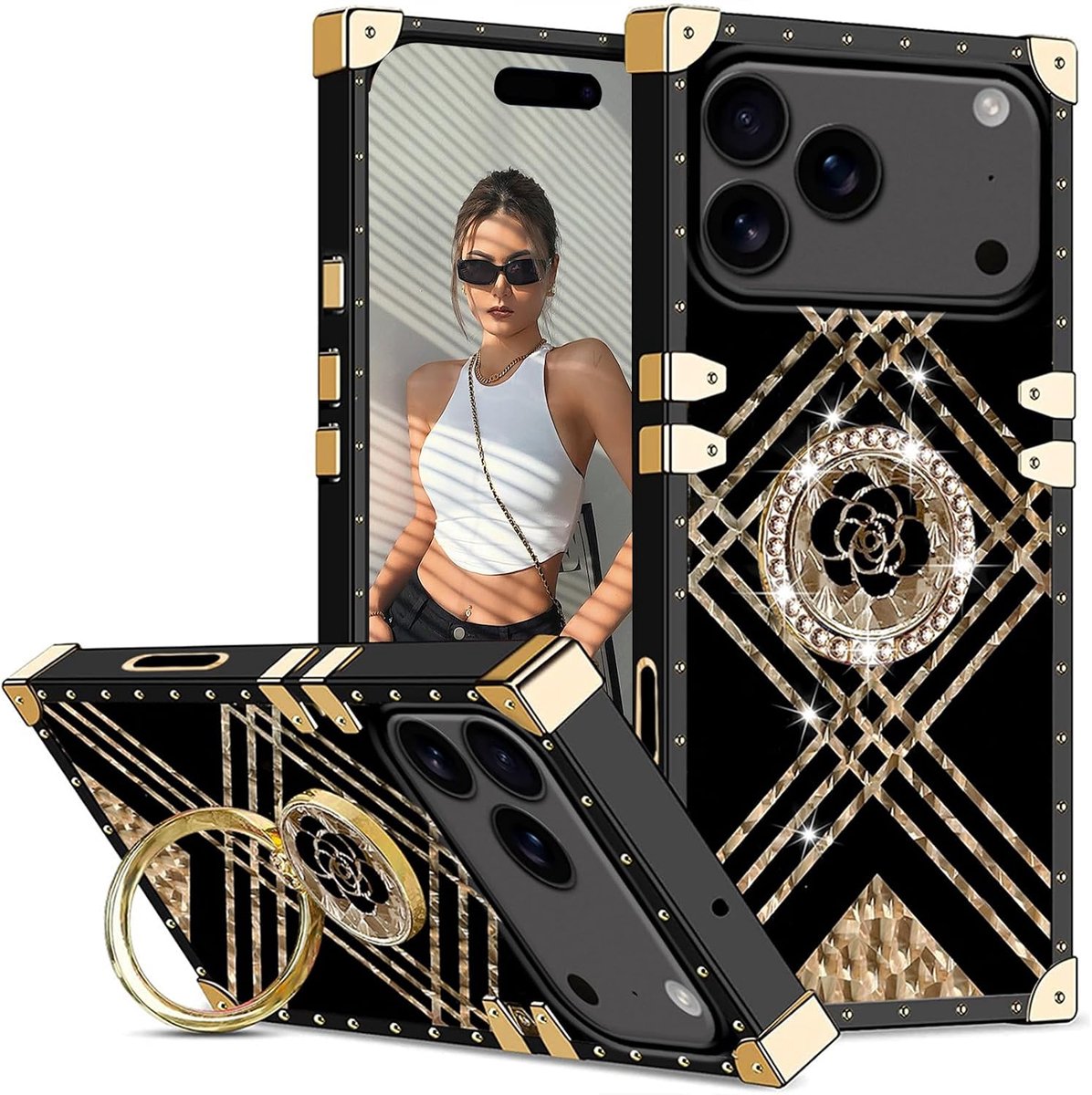 Vierkant Hoesje met Standaard voor iPhone 17 Pro BF Zwart